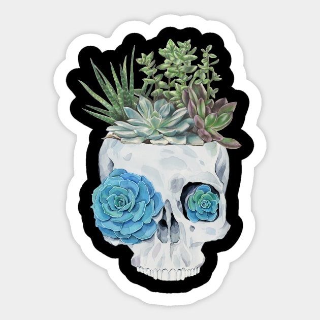 Succulent Plant Skull Sticker by Rumsa